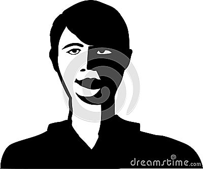 Casually drawn portrait of a young man black user on a white background Vector Illustration