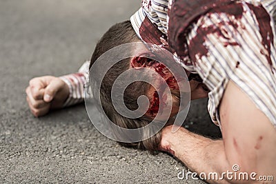 Casualty of terrorist attack Stock Photo