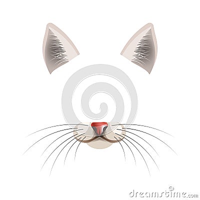 Cat animal face filter template video chat photo effect vector isolated icon Vector Illustration