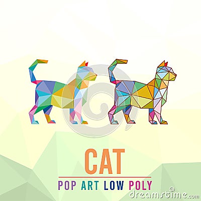 CAT ANIMAL PET POP ART LOW POLY LINE LOGO ICON SYMBOL Vector Illustration