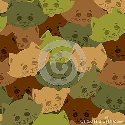 Cat army pattern. Home pet military background. Texture for sold Stock Photo