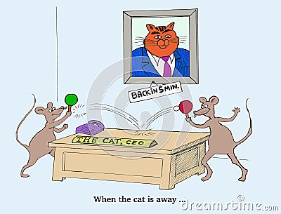 When the Cat is Away the Mice Will Play Stock Photo