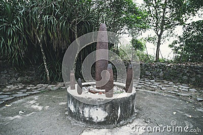 Cat Ba Island, Lan Ha Bay, Vietnam 09.01.2018: Cannon fort. The Japanese built tunnels and gun posts World War II, French during Editorial Stock Photo