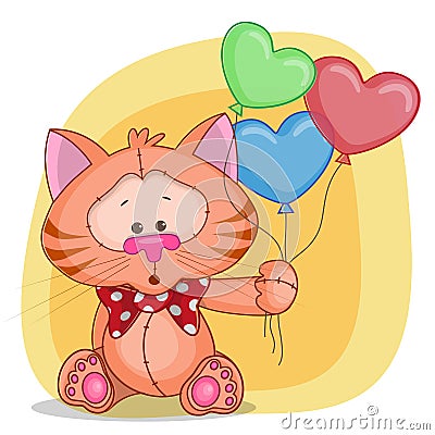 Cat with baloons Vector Illustration