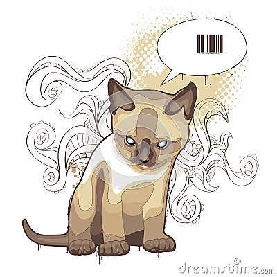 The cat on bizarre background Vector Illustration