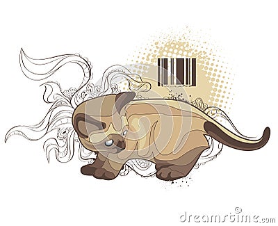 The cat on bizarre background Vector Illustration