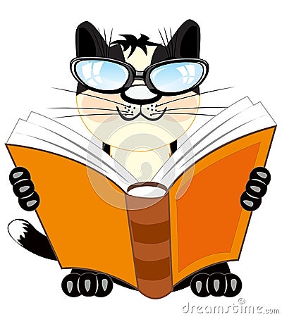 Cat with book Vector Illustration