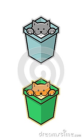 Cat in box Vector Illustration