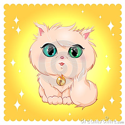 Cat breed. Angora cat Cartoon Illustration