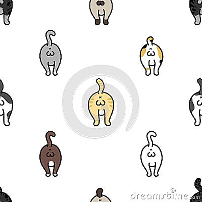 Cat Breed Ball of cat Seamless Pattern vector kitten isolated wallpaper background Vector Illustration