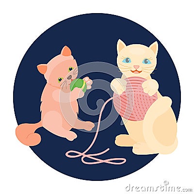 Cat breed cute kitten pet portrait fluffy young adorable cartoon animal and pretty fun play feline sitting mammal Vector Illustration