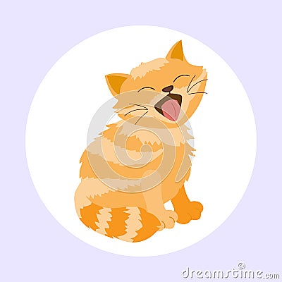 Cat breed cute kitten red pet portrait fluffy young adorable cartoon animal and pretty fun play feline sitting mammal Vector Illustration