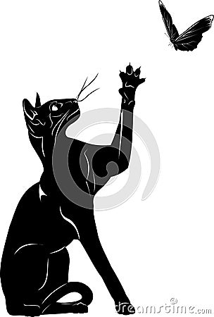 Cat and butterfly Vector Illustration