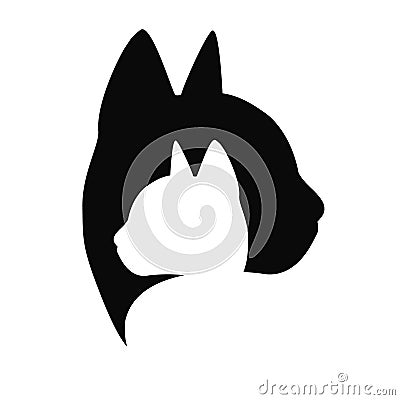 Cat care Logo Black color on white background. Isolated Vector Illustration. Paw pet symbol. Zoopsychology, shop Vector Illustration