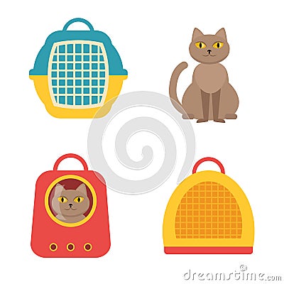 Cat carrier. Vector isolated Vector Illustration