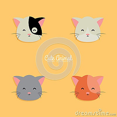 Cat cartoon faces Vector Illustration