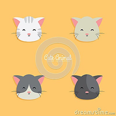 Cat cartoon faces Vector Illustration