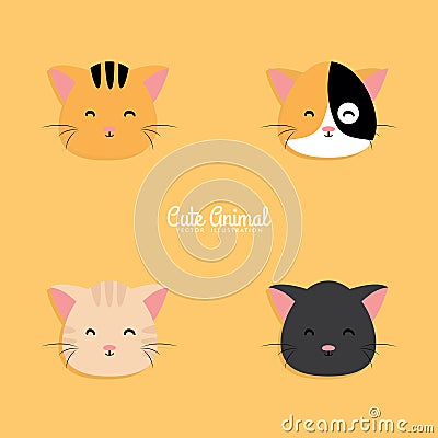 Cat cartoon faces Vector Illustration