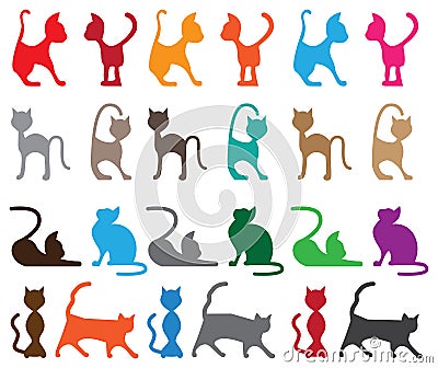 Cats cartoon outline Vector Illustration