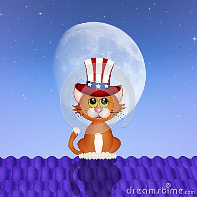 Cat celebrate Independence day Stock Photo