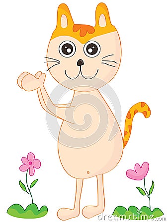 Cat Clap hands Vector Illustration