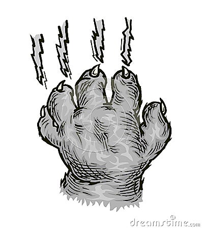 Cat claw scratching scrape track. Vector black vintage engraving Vector Illustration