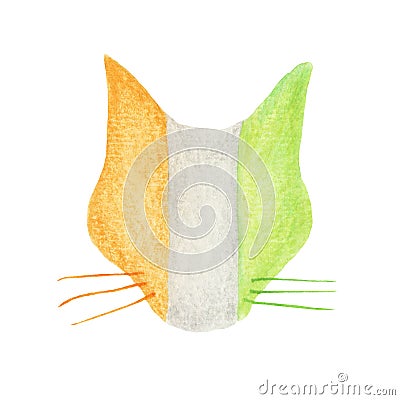 Cat in the colors of the Irish flag Stock Photo