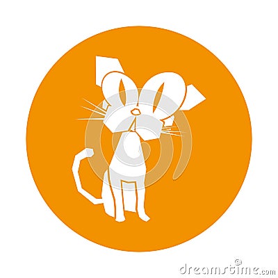 Cat comic character icon Vector Illustration