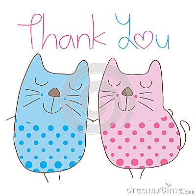 Cat couple thank you cover Vector Illustration