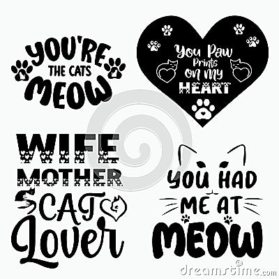 Cat creative typography design. this is an editable vector eps file . Vector Illustration