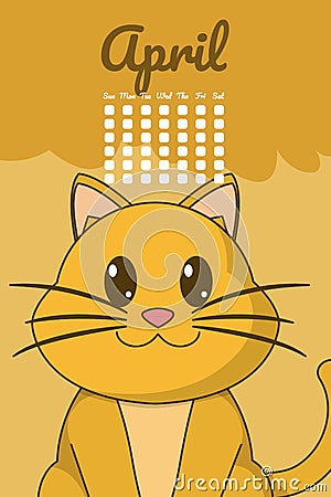 Cat cute calendar cartoon Vector Illustration