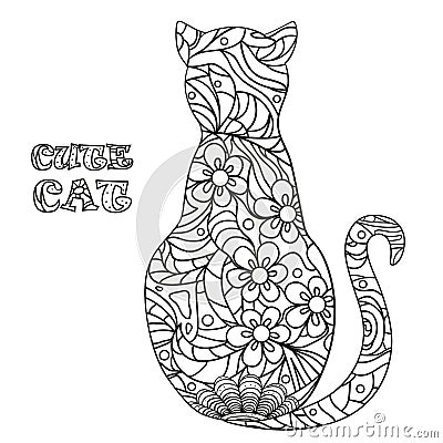 Cat. Design Zentangle. Vector Illustration