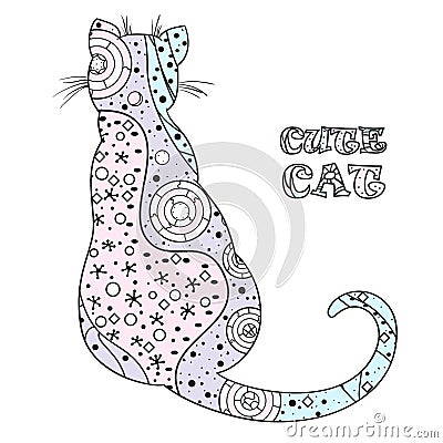 Cat. Design Zentangle. Vector Illustration