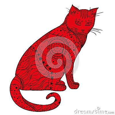 Cat. Design Zentangle. Vector Illustration