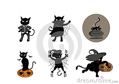 Cat in different costumes for Halloween Stock Photo