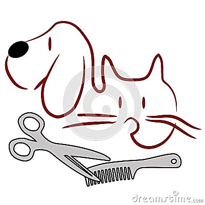 Cat and dog grooming logo Vector Illustration