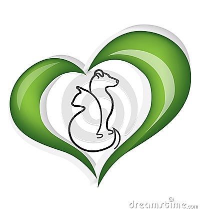 Cat and dog heart logo Vector Illustration
