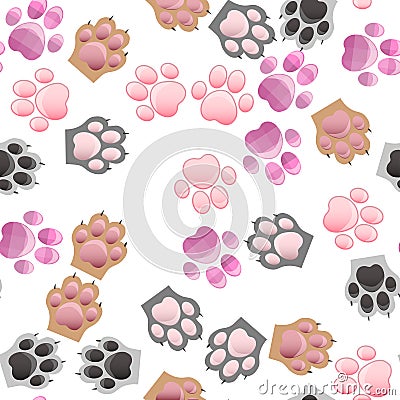 Cat and dog paw print with claws Vector Illustration