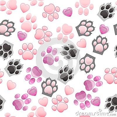 Cat and dog paw print with claws Vector Illustration