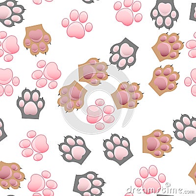 Cat and dog paw print with claws Vector Illustration