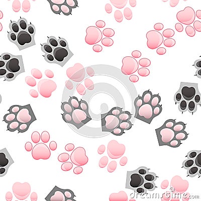 Cat and dog paw print with claws Vector Illustration