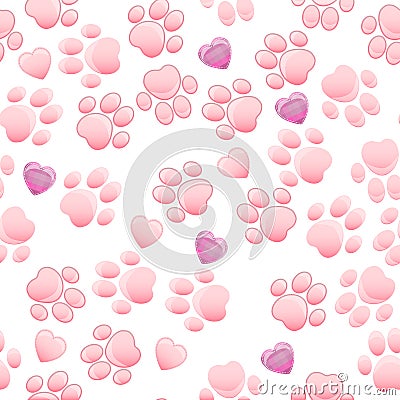 Cat and dog paw print with claws Vector Illustration