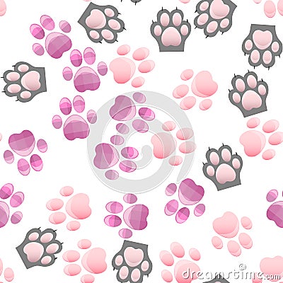 Cat and dog paw print with claws Vector Illustration