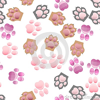 Cat and dog paw print with claws Vector Illustration