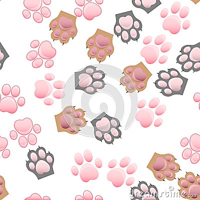 Cat and dog paw print with claws Vector Illustration
