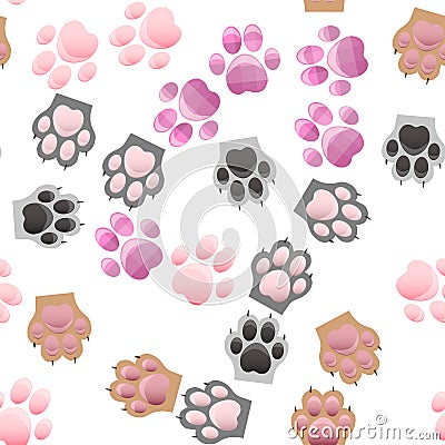 Cat and dog paw print with claws Vector Illustration