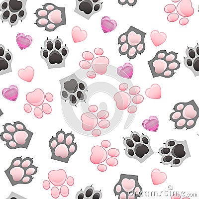 Cat and dog paw print with claws Vector Illustration