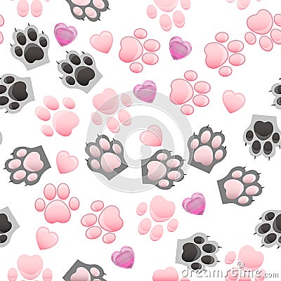 Cat and dog paw print with claws Vector Illustration