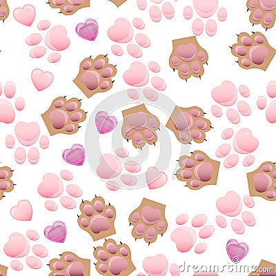 Cat and dog paw print with claws Vector Illustration