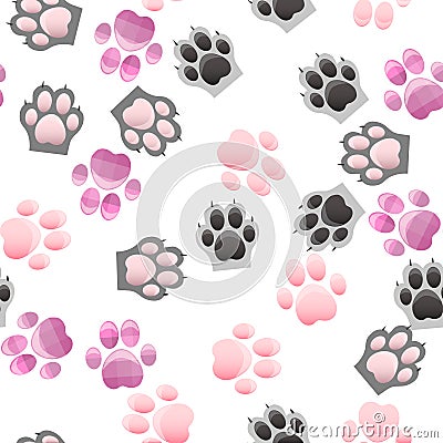 Cat and dog paw print with claws Vector Illustration
